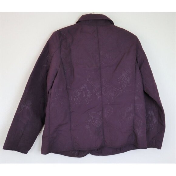 LEMON GRASS STUDIO - WOMEN'S PURPLE QUILTED JACKET - SIZE XL - FLORAL PATTERN - Picture 3 of 4
